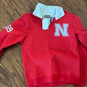 Red Quarter-Zip Sweatshirt with N Logo